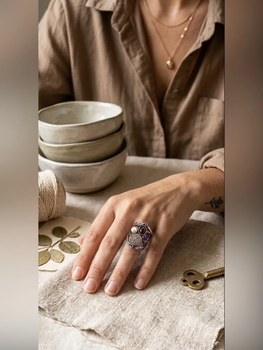 Artisan Israeli Sterling Silver Statement Ring ✨ DIDAE Modernist Design